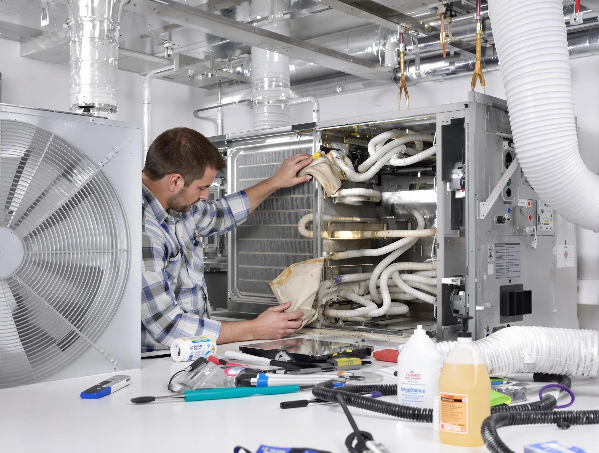 Hempfield Air Duct Cleaning specialist performing precision AC coil cleaning in Hempfield