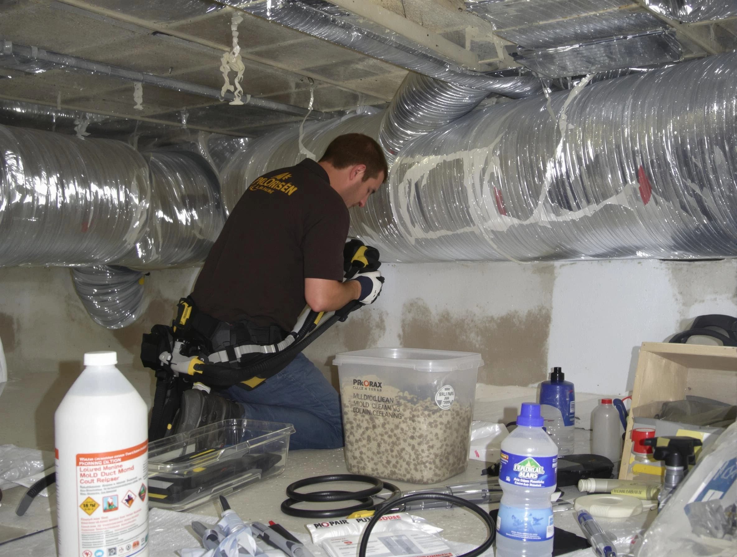 Hempfield Air Duct Cleaning specialist performing professional mold removal from air ducts in Hempfield
