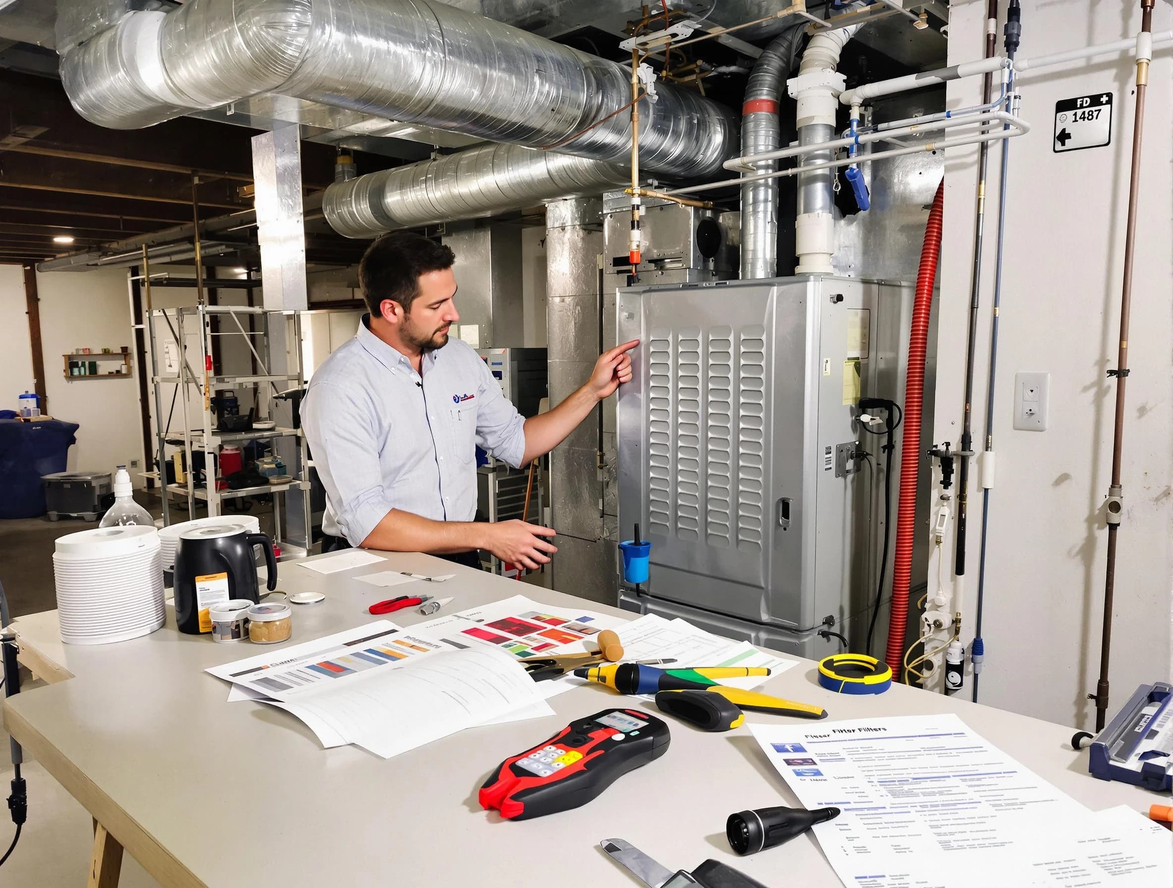 Hempfield Air Duct Cleaning inspector conducting detailed filter system evaluation using professional diagnostic tools in Hempfield