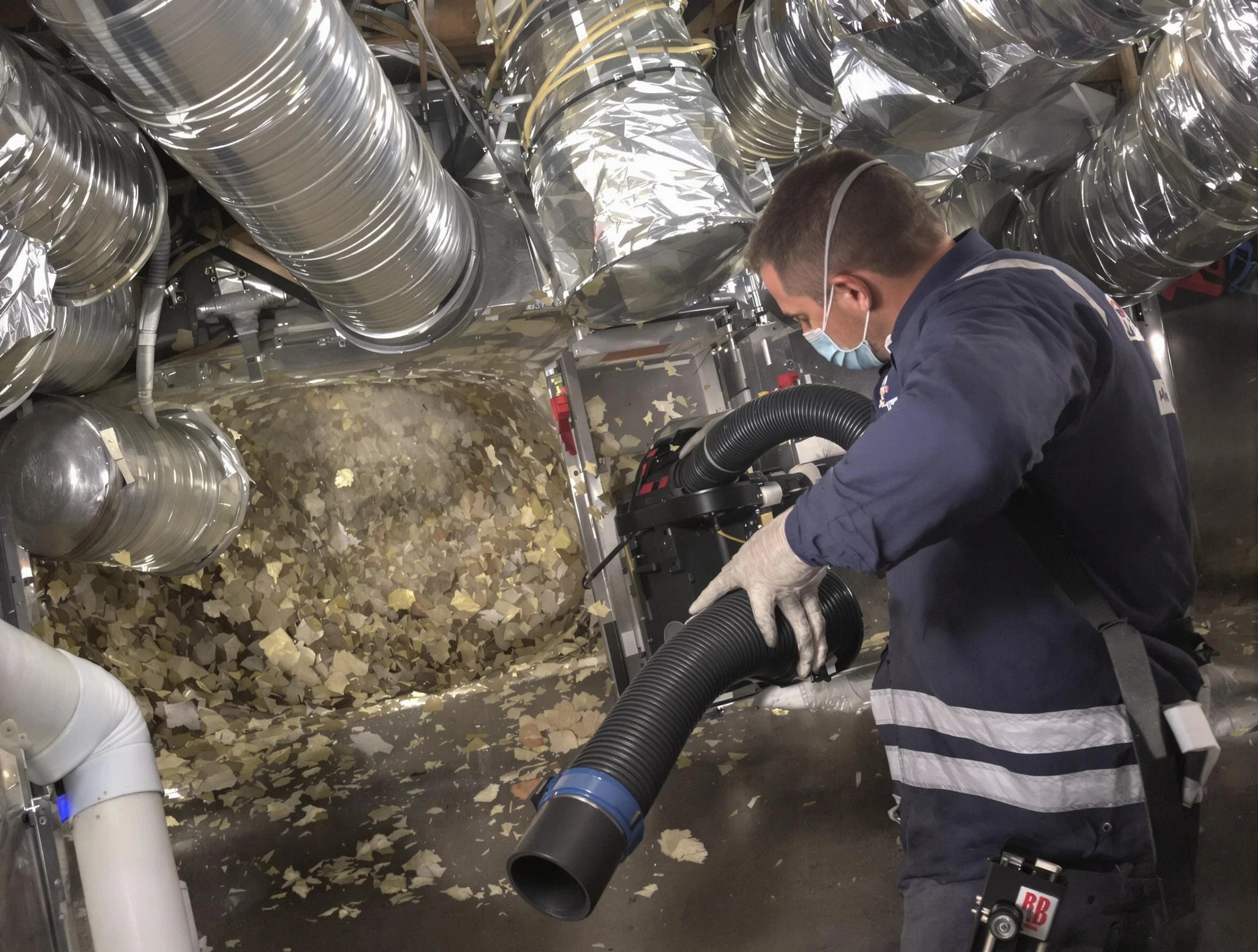 Hempfield Air Duct Cleaning specialist operating negative pressure cleaning equipment for thorough duct maintenance in Hempfield